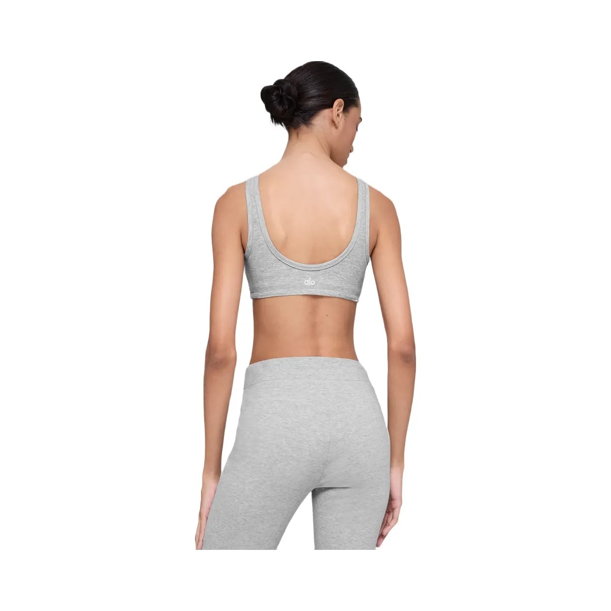 Alo Women's soft Center Stage Bra - Athletic Heather Grey - HypeFly India View 4