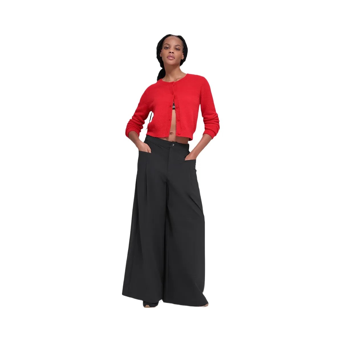 Alo Women's Snuggle Up Sweater Cropped Cardigan - Bright Red - HypeFly India View 1
