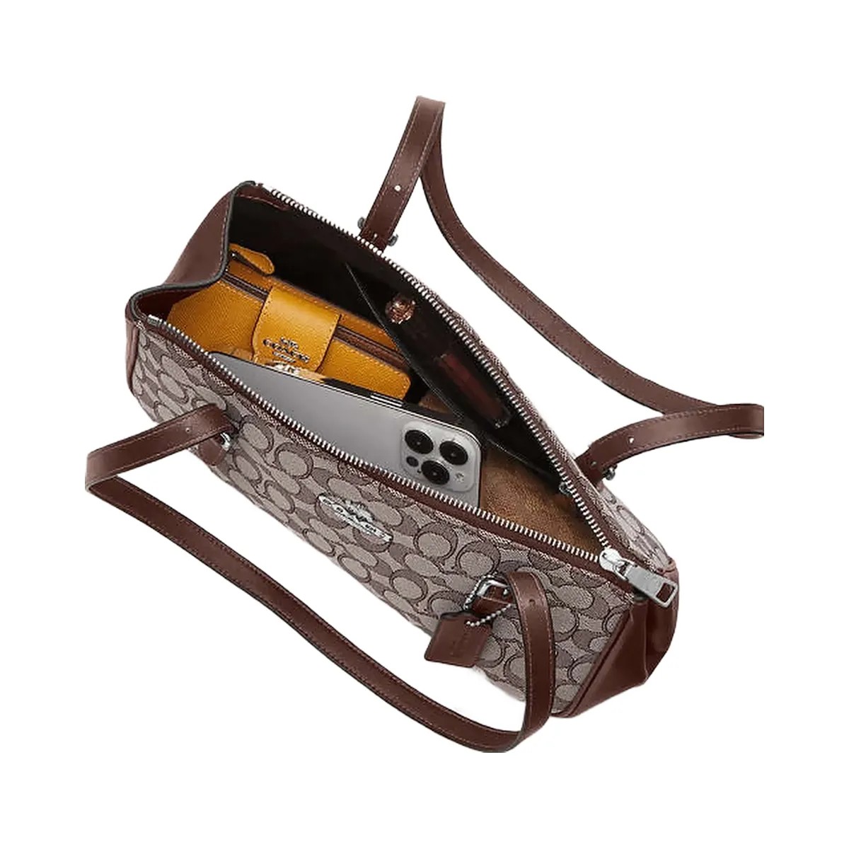 Coach Asher Shoulder Bag In Signature Jacquard Signature Jacquard-Silver-Oak-Maple - HypeFly India View 4