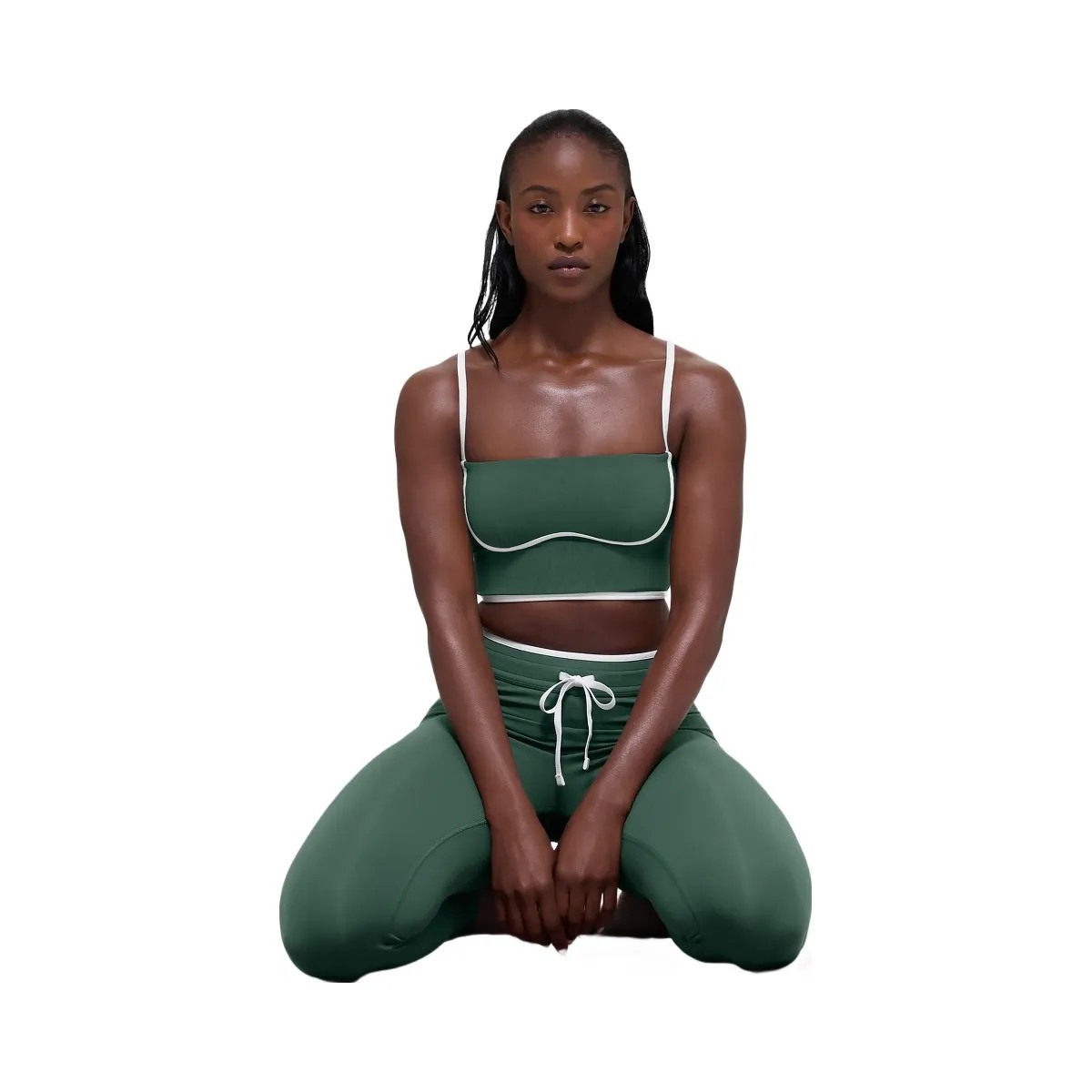 Alo Women's Airbrush Streamlined Bra Tank - Clover Green/White - HypeFly India View 1