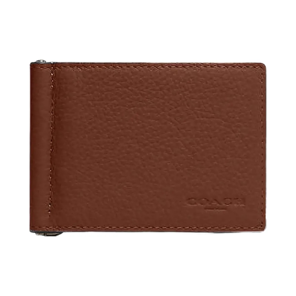 Coach Slim Money Clip Billfold Wallet Pebbled Leather-Qb-Sable - HypeFly India View 1
