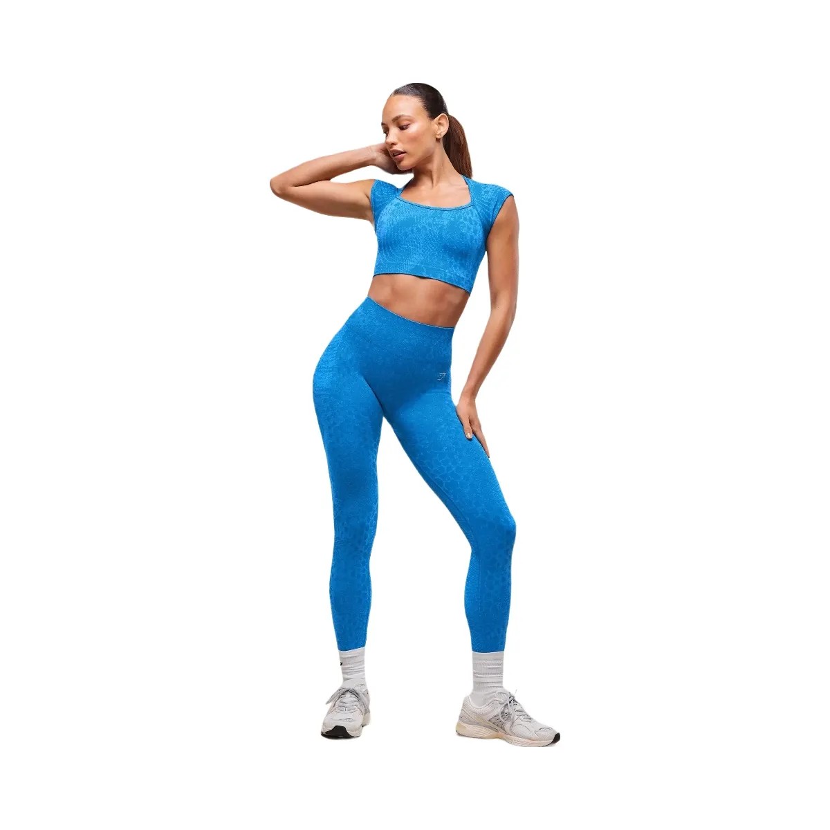 Gymshark Adapt Animal X Whitney Seamless Crop Top - Barbell Blue/Gentle Blue - HypeFly India View 4