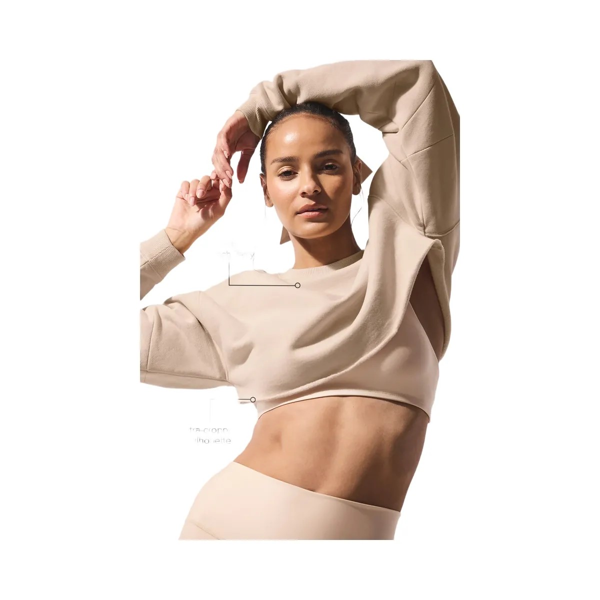Alo Women's Extreme Cropped Pullover - Macadamia - HypeFly India View 3