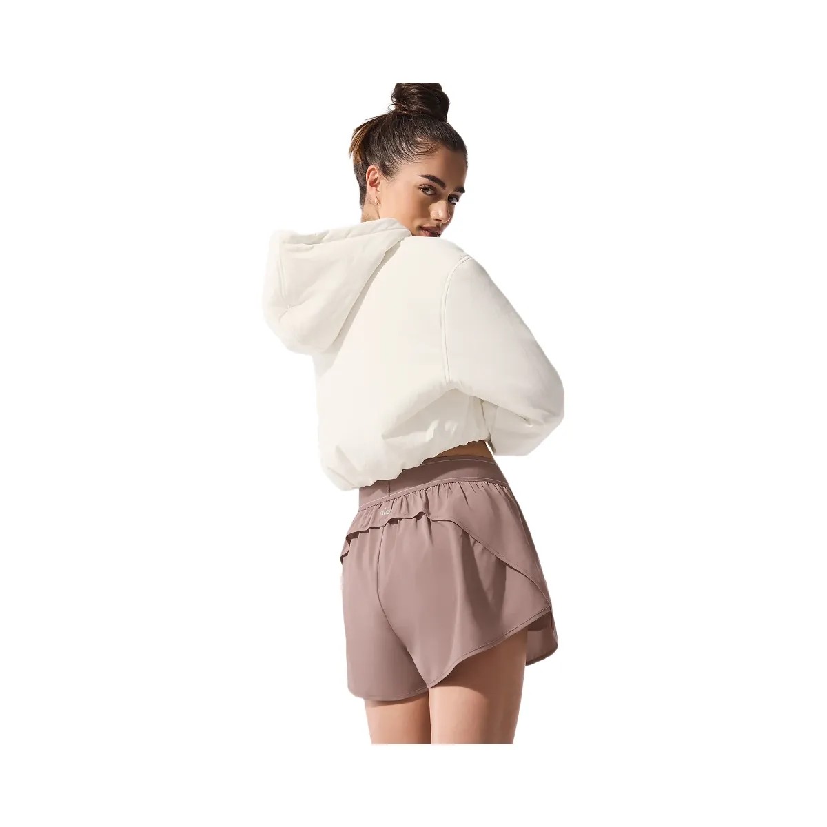 Alo Women's Cropped Mountain Peak Full-Zip Hoodie - Ivory - HypeFly India View 4
