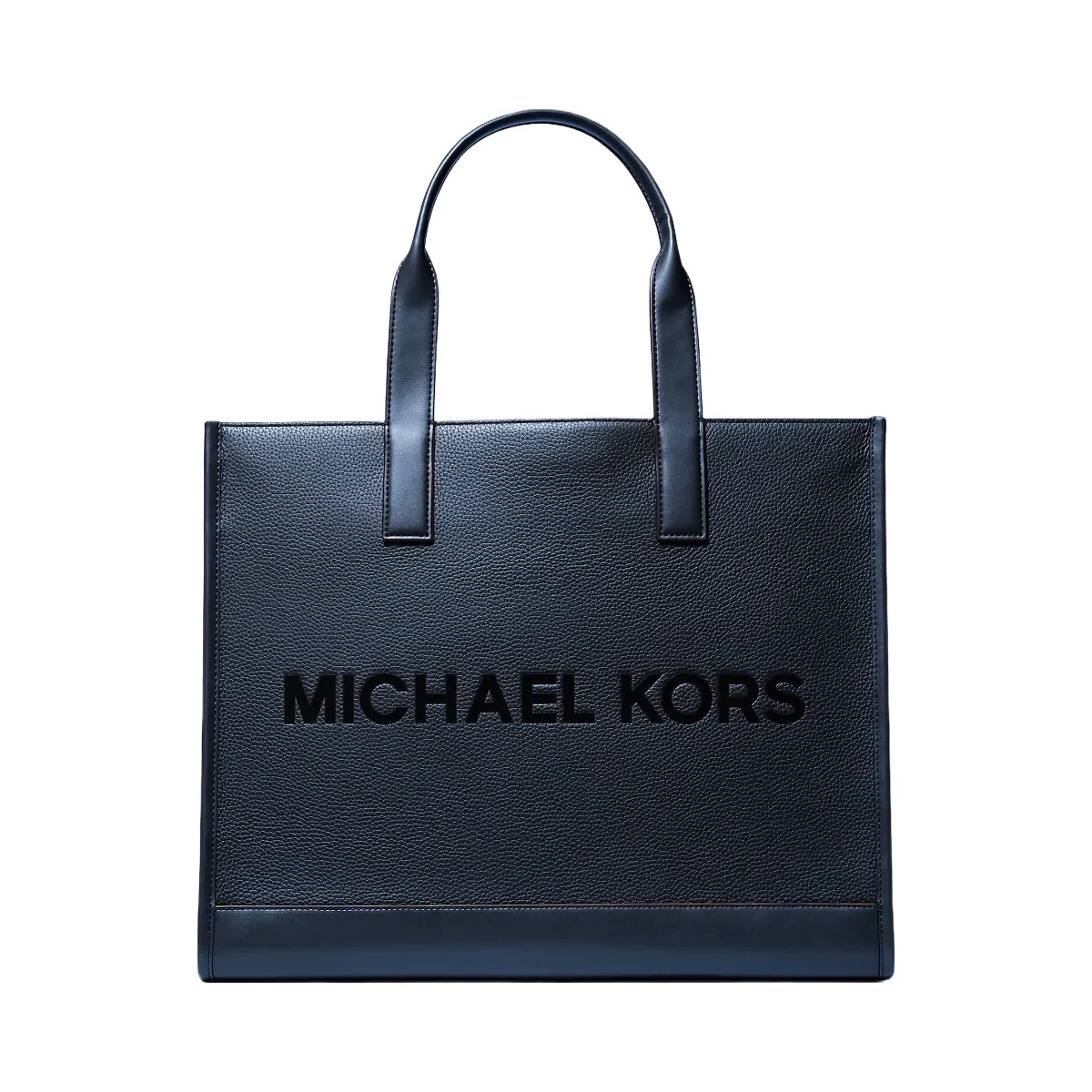 Michael Kors Cooper Logo Embossed Pebbled Leather Tote Bag Navy - HypeFly India View 1