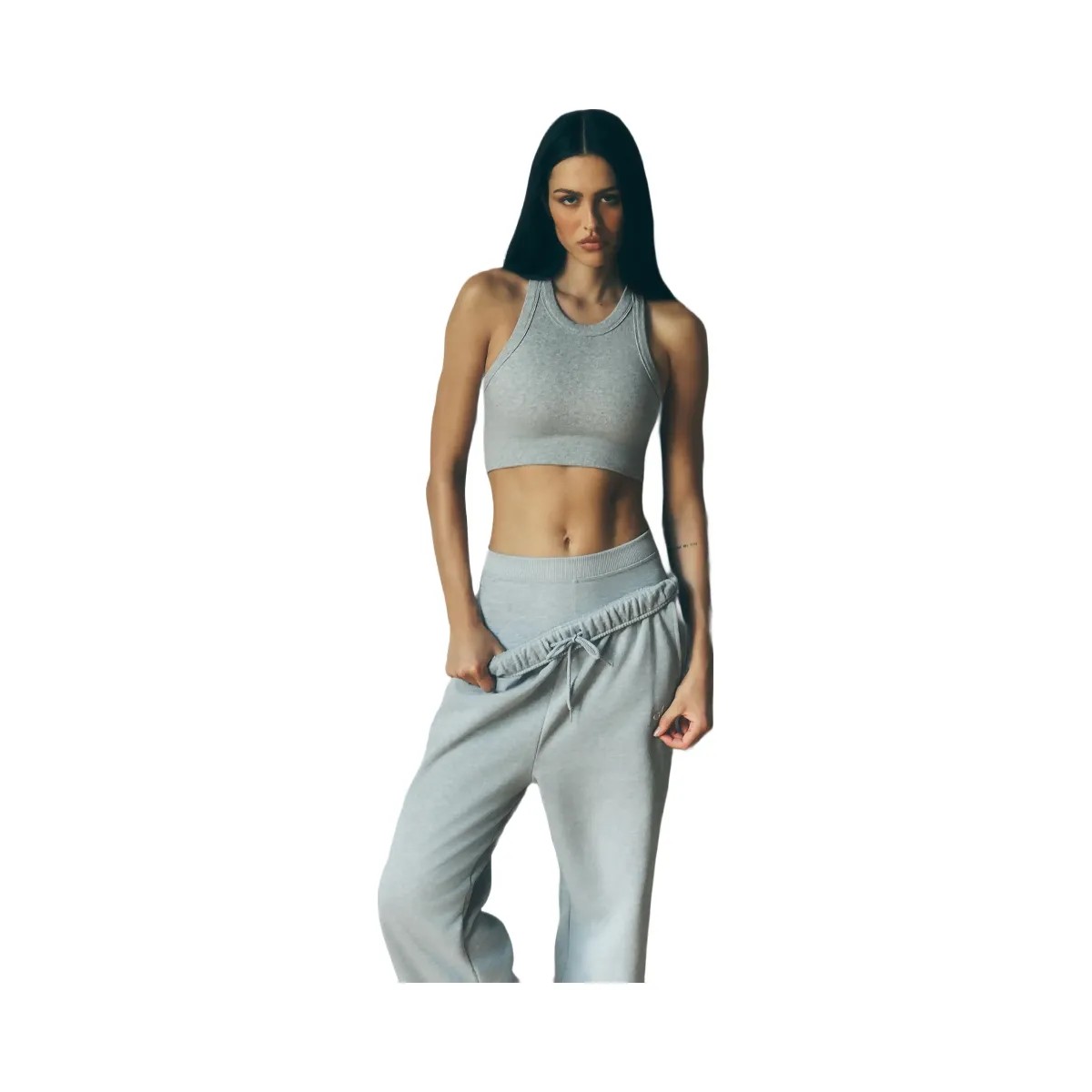 Alo Women's Seamless Delight High Neck Bra - Athletic Heather Grey - HypeFly India View 5