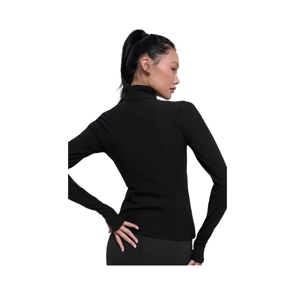 Alo Women's Alosoft 1/2 Zip Rapid Pullover - Black - HypeFly India View 3