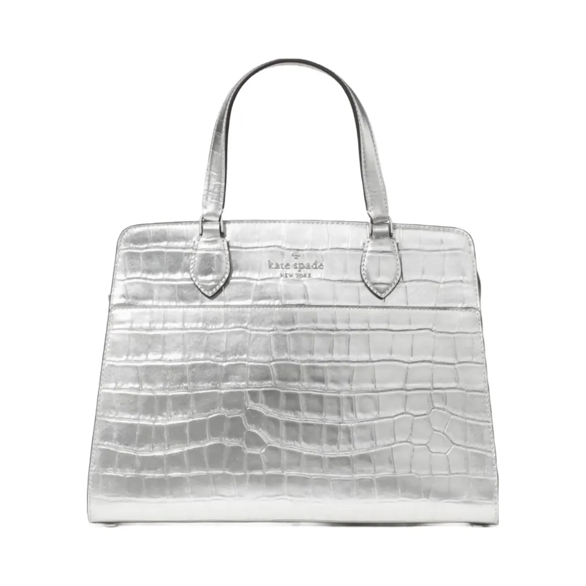 Kate Spade Madison Metallic Croc Embossed Medium Satchel Silver - HypeFly India View 1