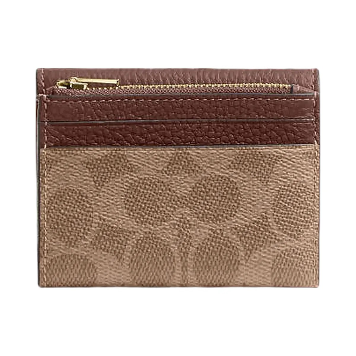 Coach Card Holder Wallet In Signature Canvas Signature Canvas-Gold-Tan-Brown - HypeFly India View 2