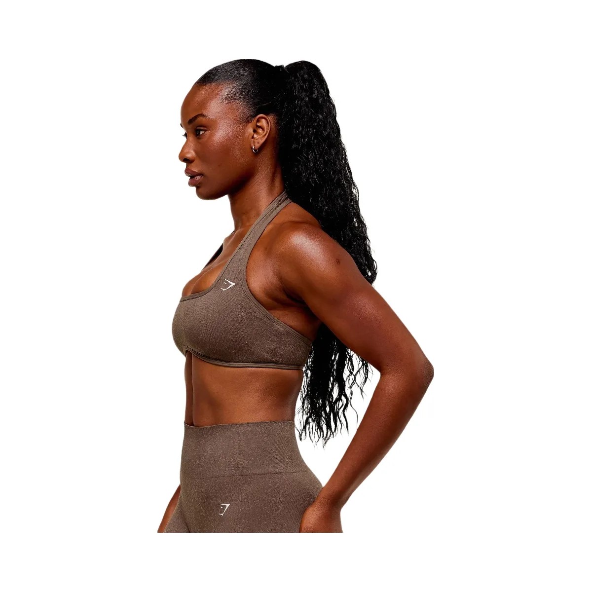 Gymshark Adapt Fleck x Whitney Halterneck Sports Bra - Soft Brown/Chestnut Pink - HypeFly India View 3