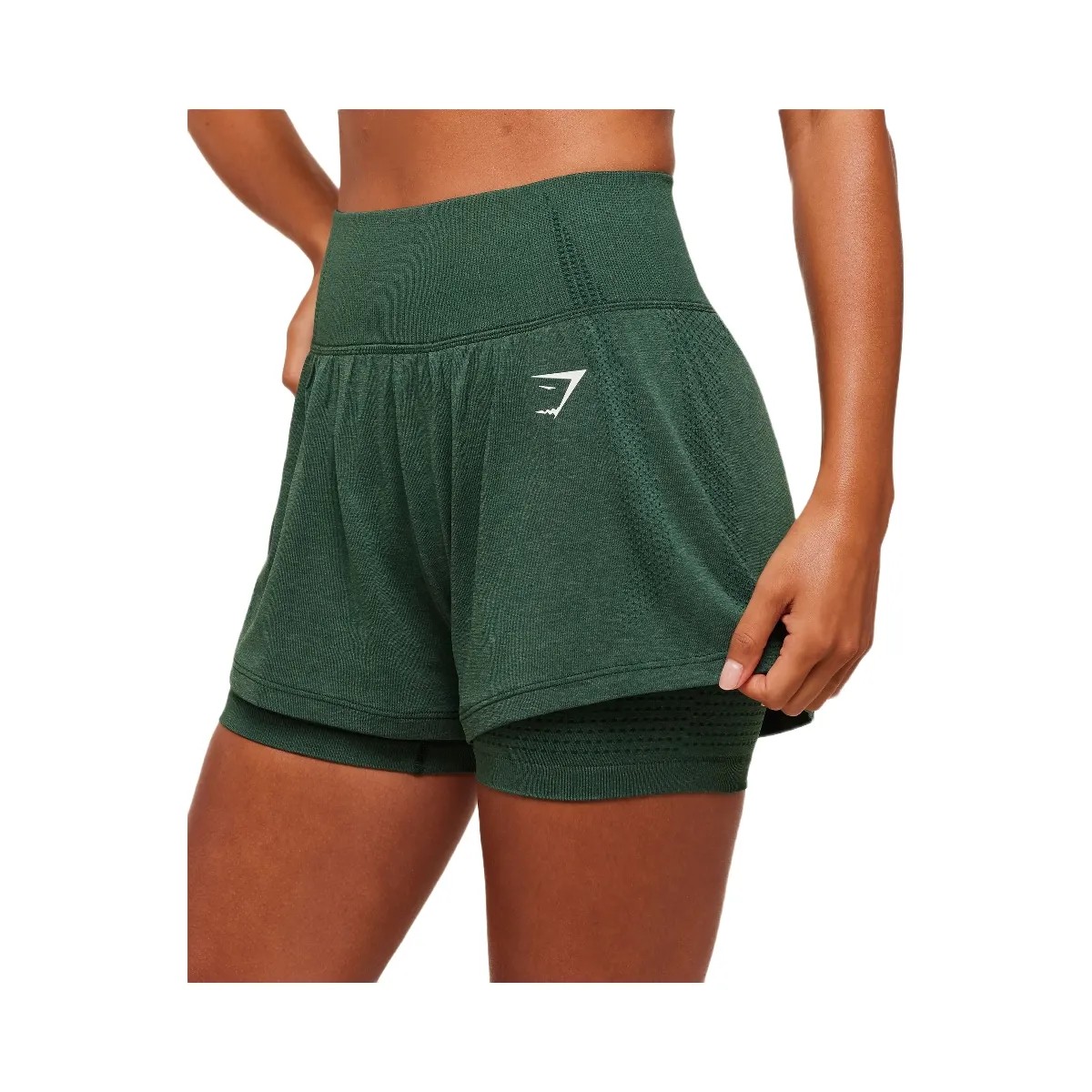 Gymshark Vital 2-in-1 Shorts - Obsidian Green Marl - HypeFly India View 4