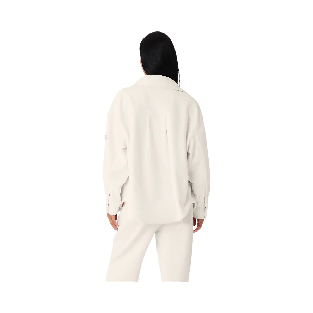 Alo Women's Ribbed Velour Mountain Side Shacket - Ivory - HypeFly India View 3