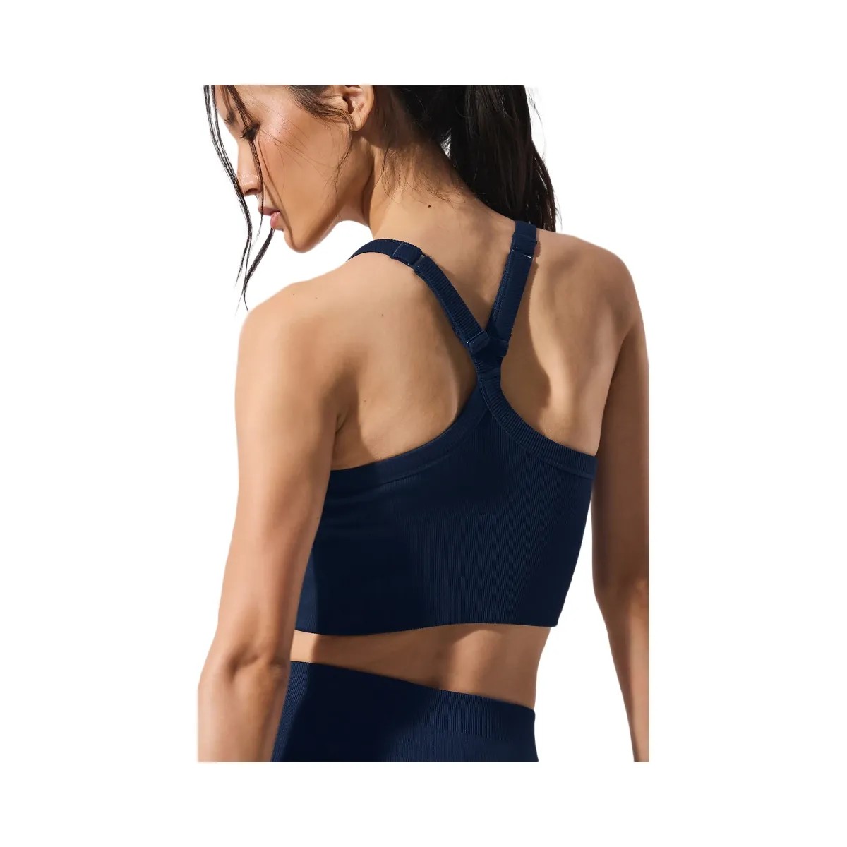 Alo Women's Seamless Ribbed Favorite Bra Tank - Navy - HypeFly India View 2