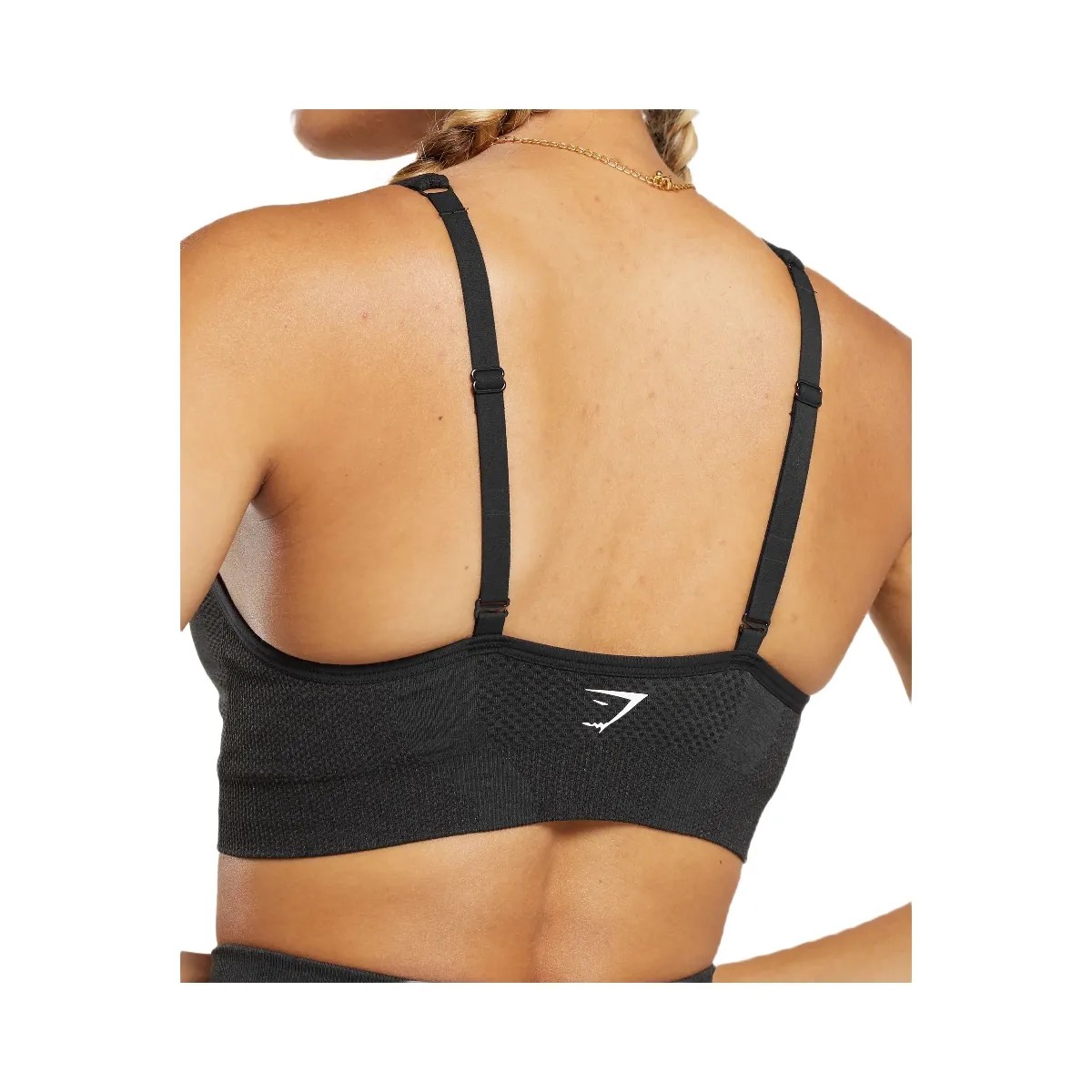 Gymshark Vital V Neck Sports Bra - Black Marl - HypeFly India View 6
