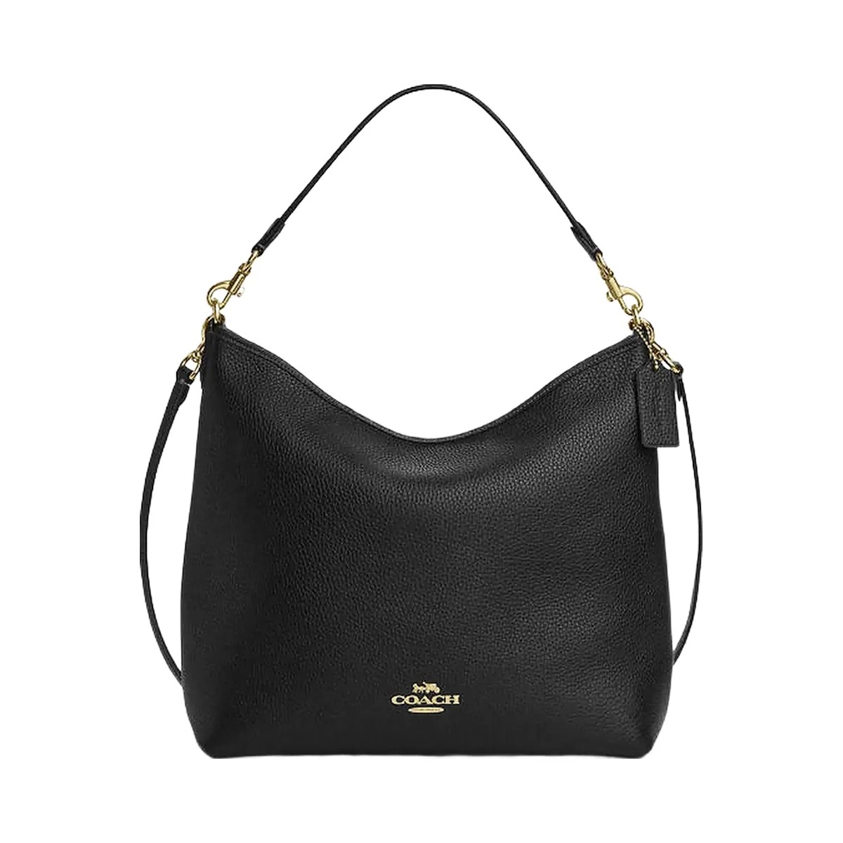Coach Laurel Large Shoulder Bag Pebbled Leather-Gold-Black - HypeFly India View 1