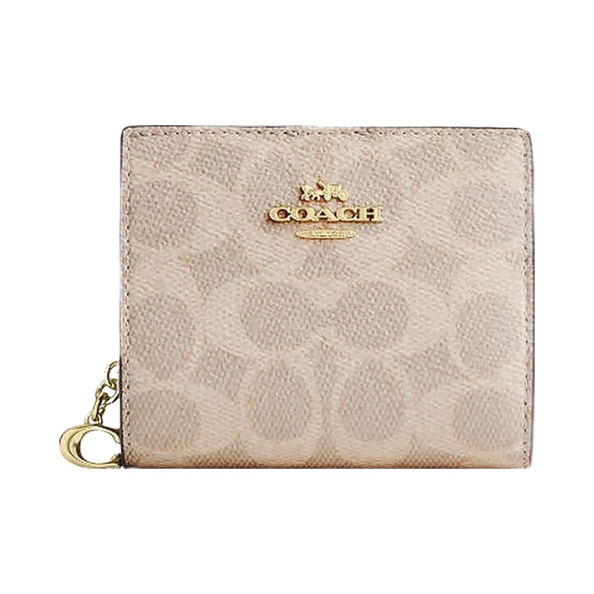 Coach Snap Wallet In Signature Canvas Signature Canvas-Gold-Sand-Chalk - HypeFly India View 3