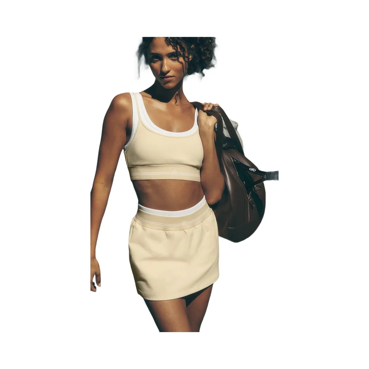 Alo Women's Airbrush Better Together Tennis Skirt - Candlelight Yellow/White - HypeFly India View 5