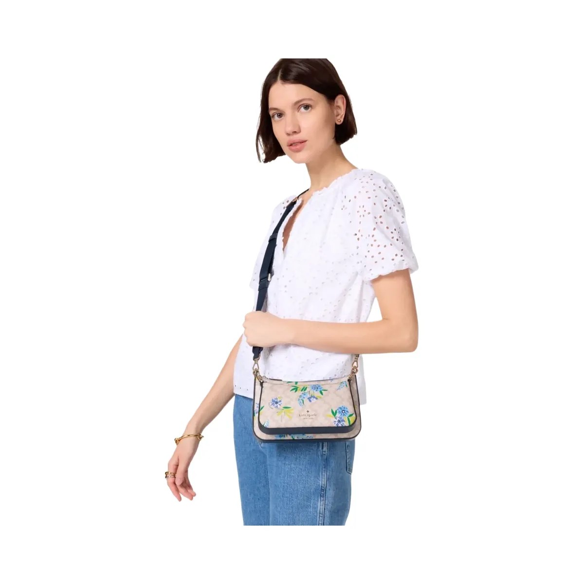 Kate Spade Duet Spade Flower Floral Crossbody Blazer Blue Multi - HypeFly India View 2
