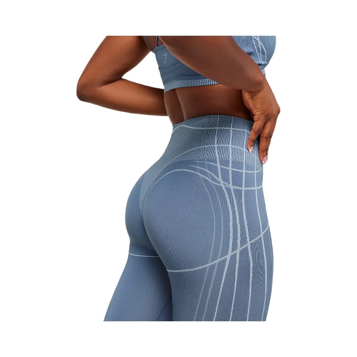 Gymshark Apex Seamless Leggings - Worn Blue/Gentle Blue - HypeFly India View 4
