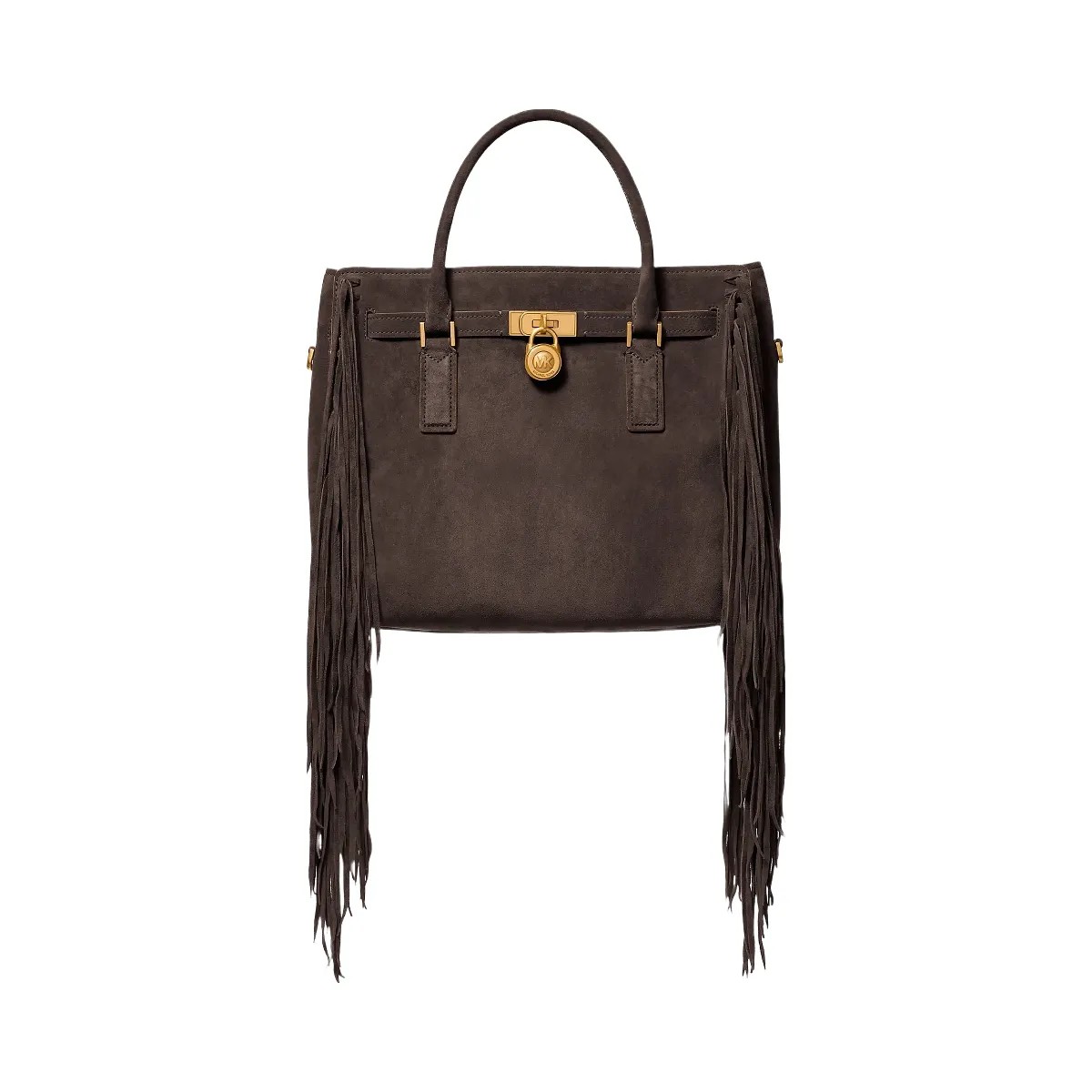 Michael Kors Hamilton Moderne Large Fringed Suede Satchel Chocolate - HypeFly India View 1