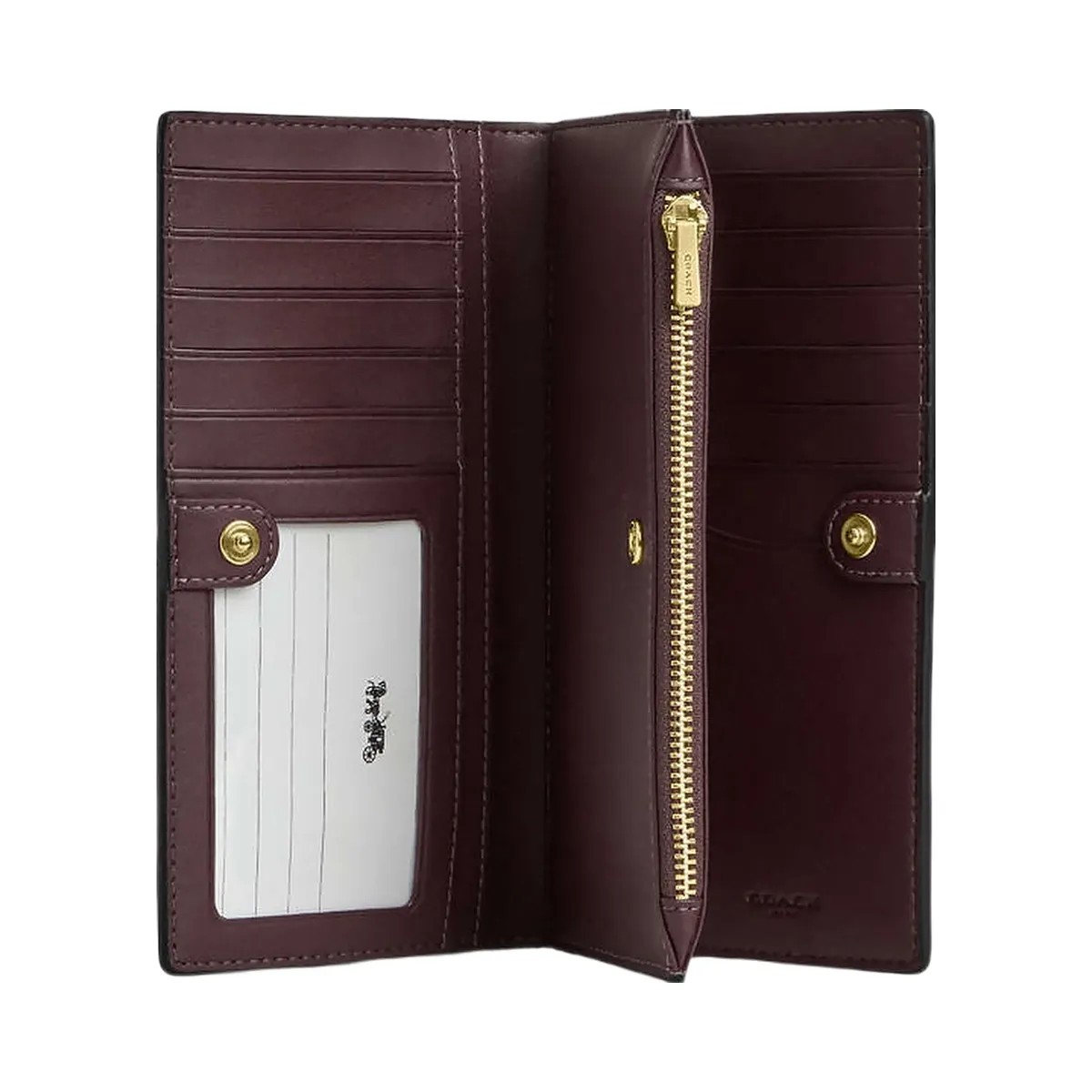 Coach Slim Zip Wallet In Signature Canvas Signature Canvas-Im-Black Currant - HypeFly India View 3