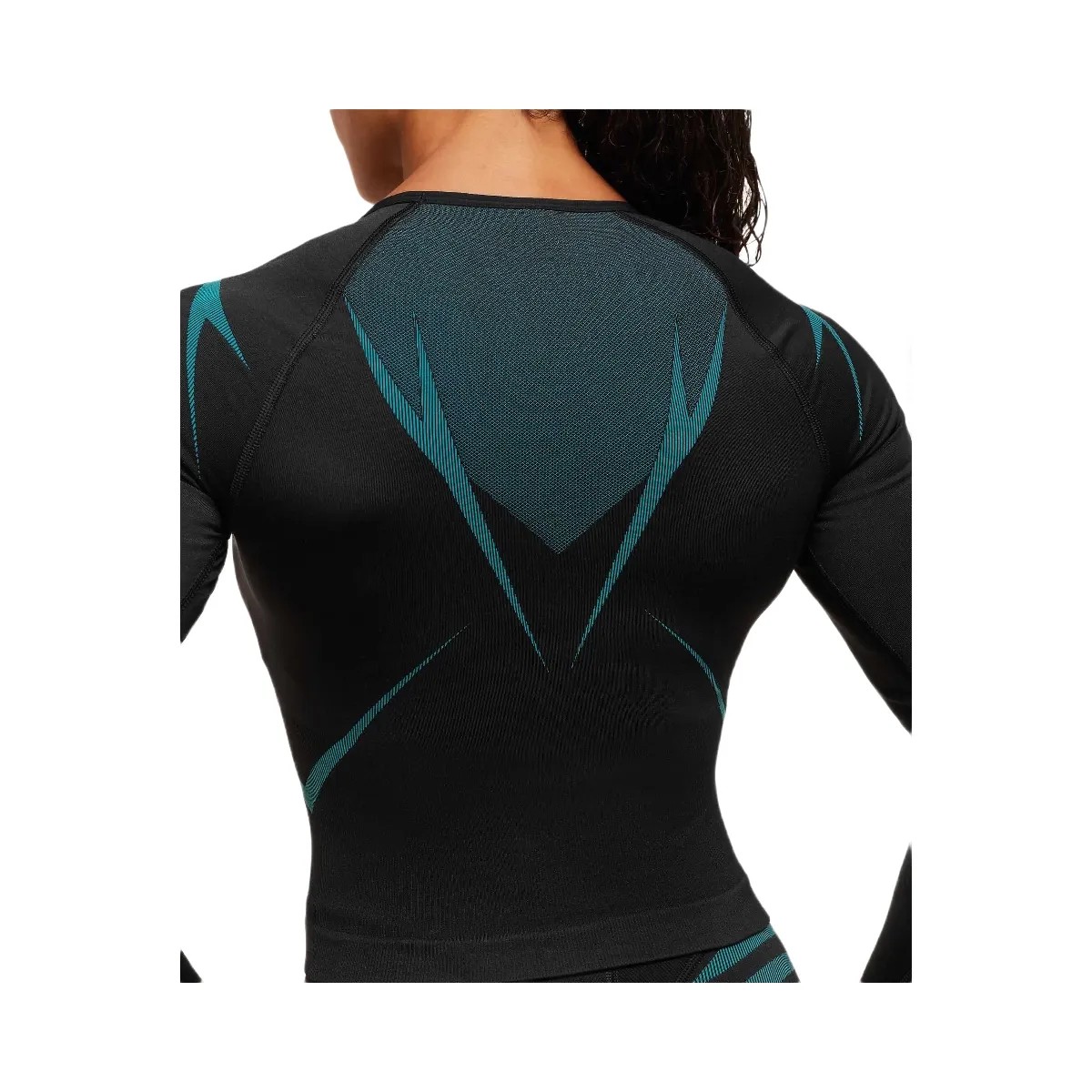 Gymshark Apex Lift Seamless Long Sleeve Crop Top - Black/Brand Blue - HypeFly India View 5