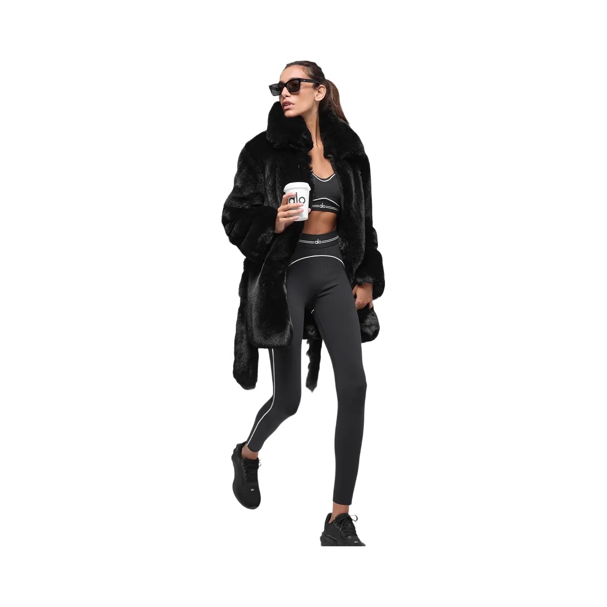 Alo Women's Faux Fur Starstruck Coat - Black - HypeFly India View 5