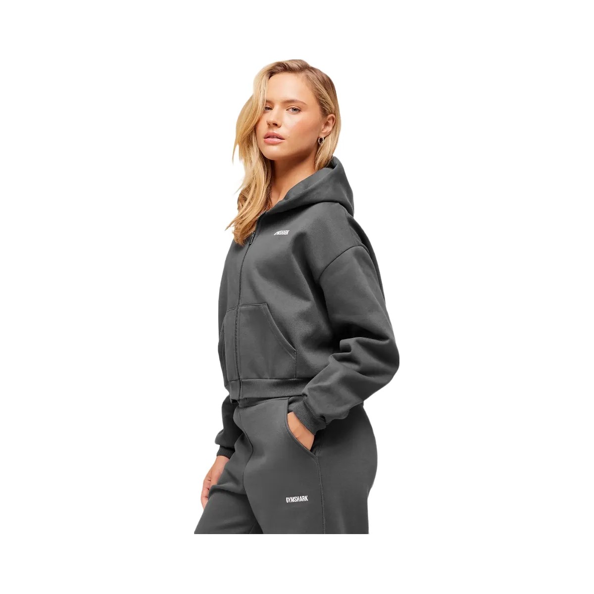 Gymshark Cosy Luxe Zip Through Hoodie - Onyx Grey - HypeFly India View 2
