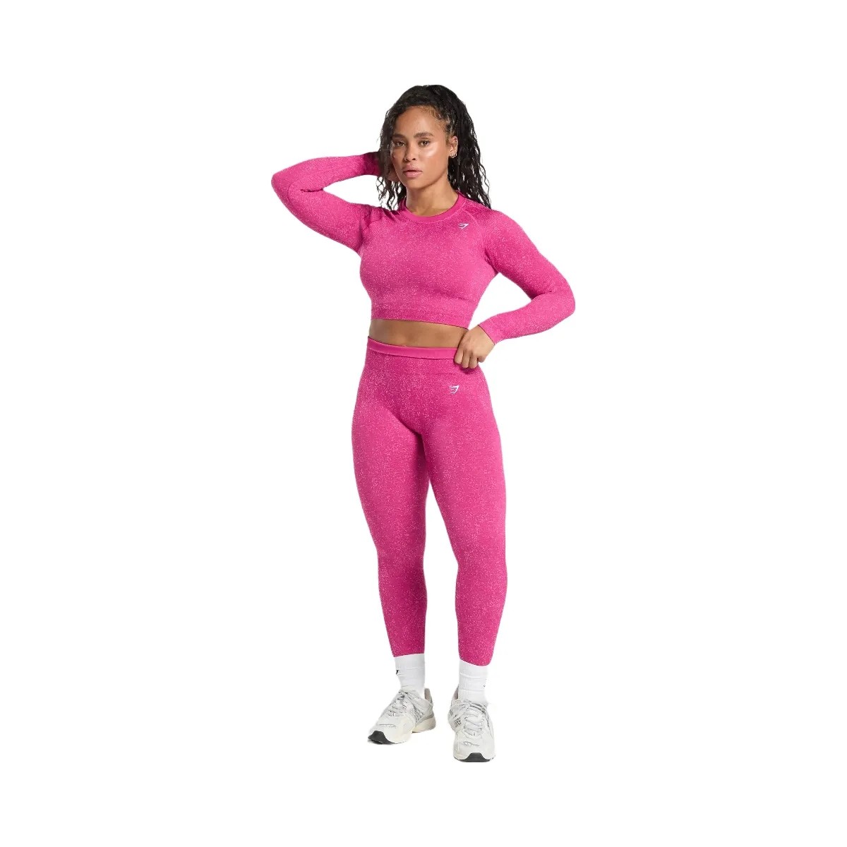 Gymshark Adapt Fleck Seamless Long Sleeve Crop Top - Winning Pink/Sour Pink - HypeFly India View 6
