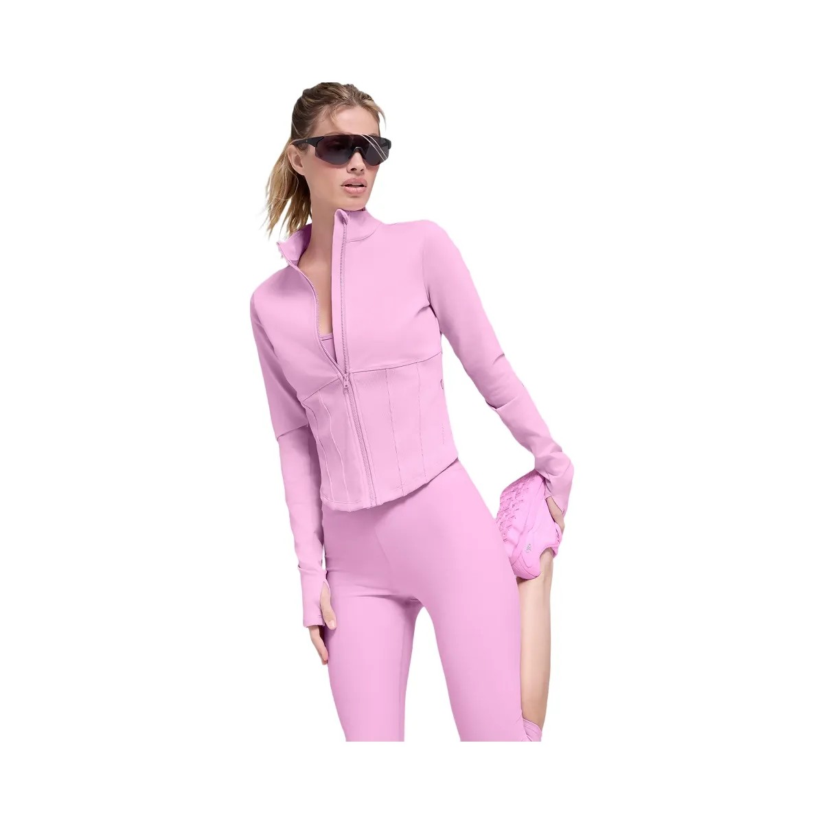 Alo Women's Airbrush Corset Full Zip Jacket - Candy Heart Pink - HypeFly India View 3