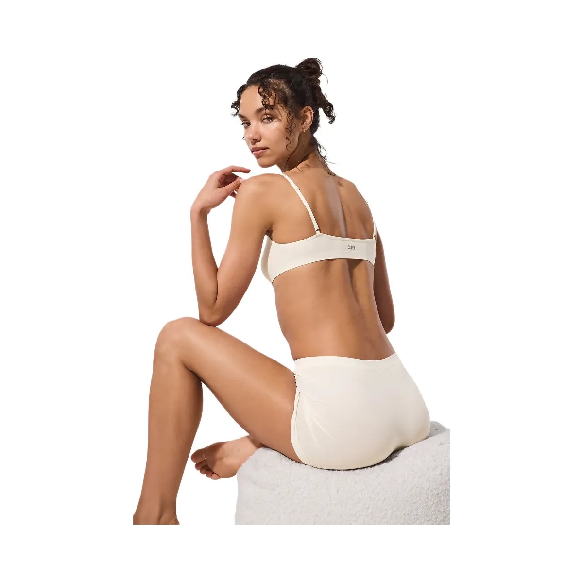 Alo Women's Sheer Glow Boyshort - Ivory - HypeFly India View 3