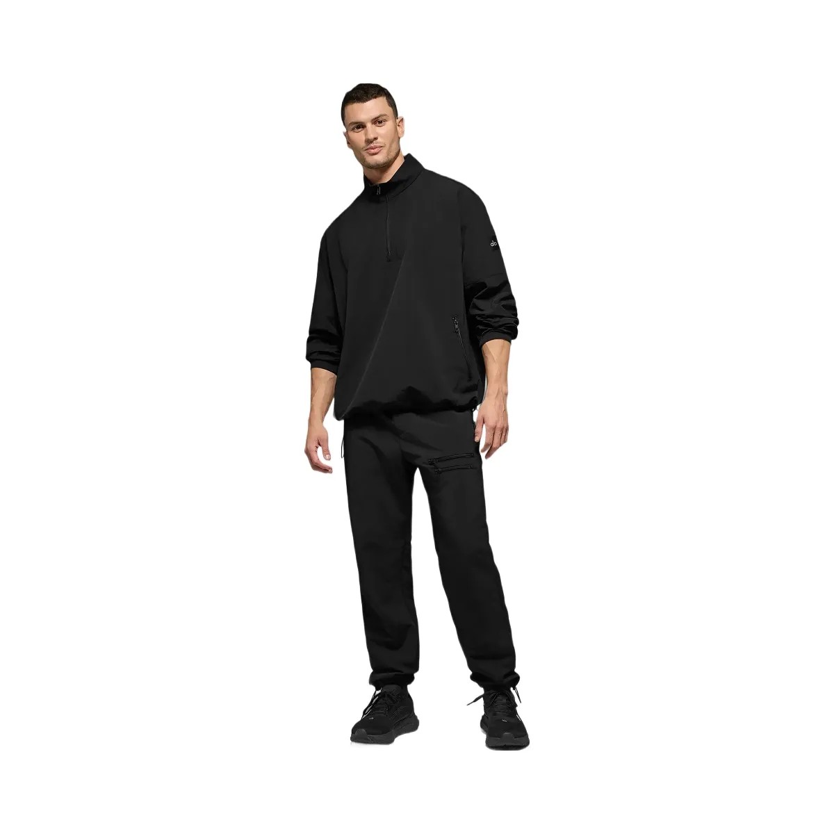 Alo Men's Light Weight Takeaway Track Pullover - Black - HypeFly India View 4