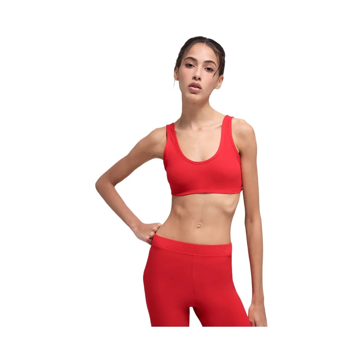 Alo Women's soft Center Stage Bra - Bright Red - HypeFly India View 1