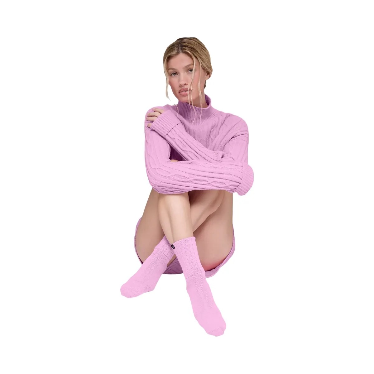 Alo Unisex Half-Crew Scrunch Sock - Candy Heart Pink - HypeFly India View 2