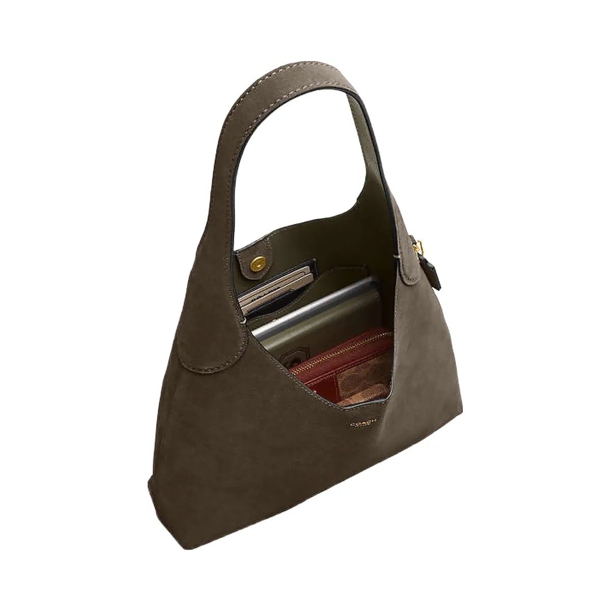 Coach Brooklyn Shoulder Bag 28 Suede-Brass-Olive - HypeFly India View 2