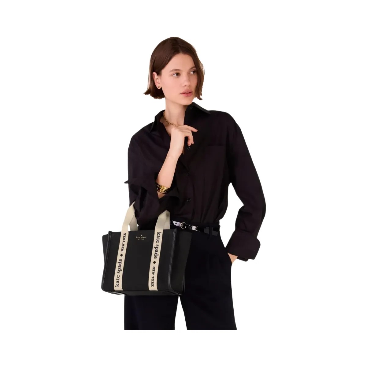 Kate Spade Kip Canvas Small Tote Black - HypeFly India View 3