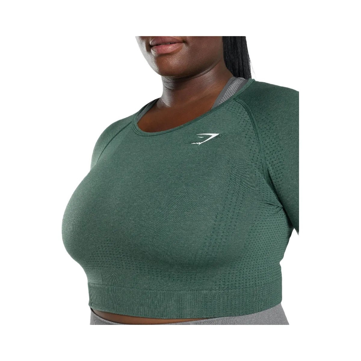 Gymshark Vital Crop Top - Dark Green Marl - HypeFly India View 2