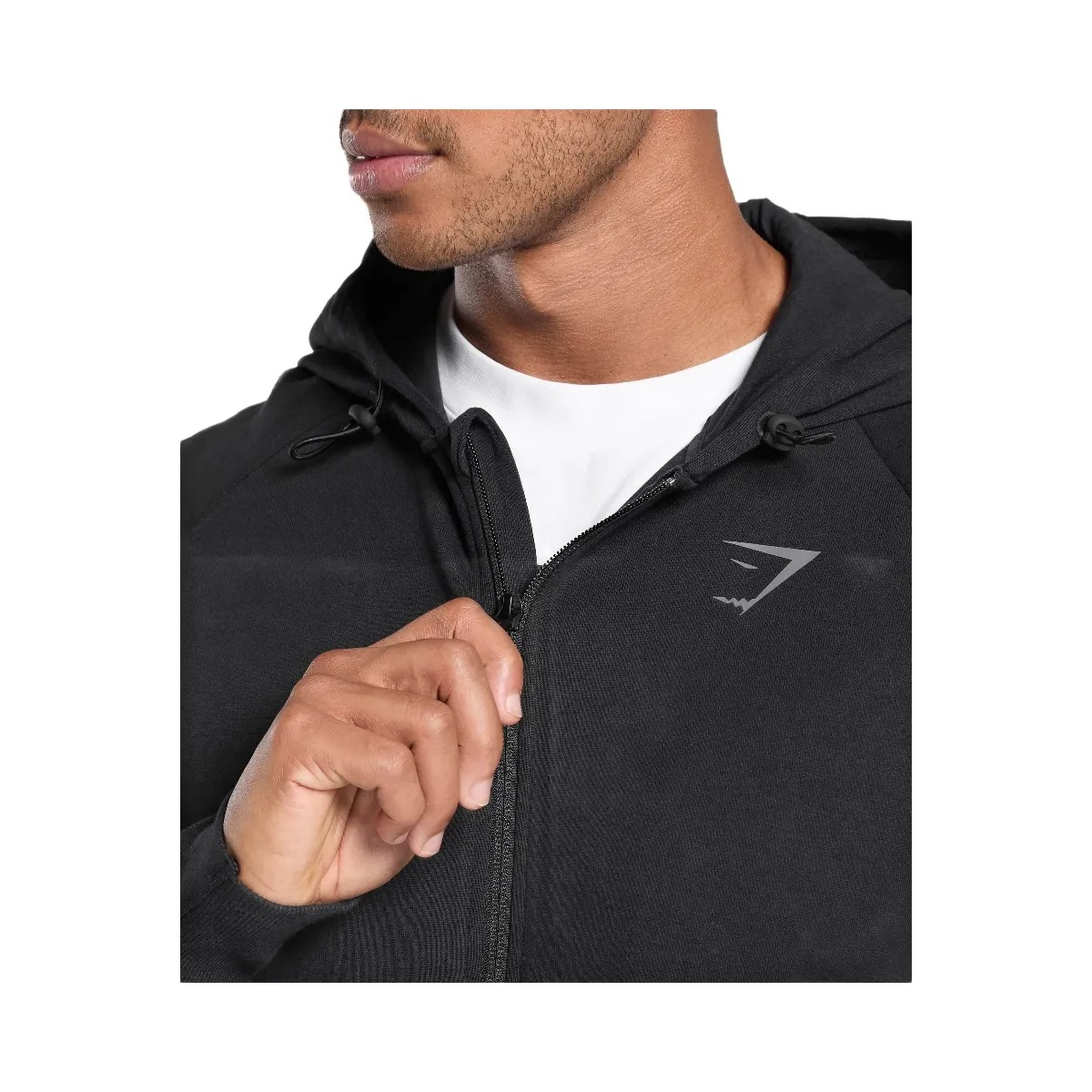 Gymshark Interlock Tech Zip Up Hoodie - Black - HypeFly India View 6