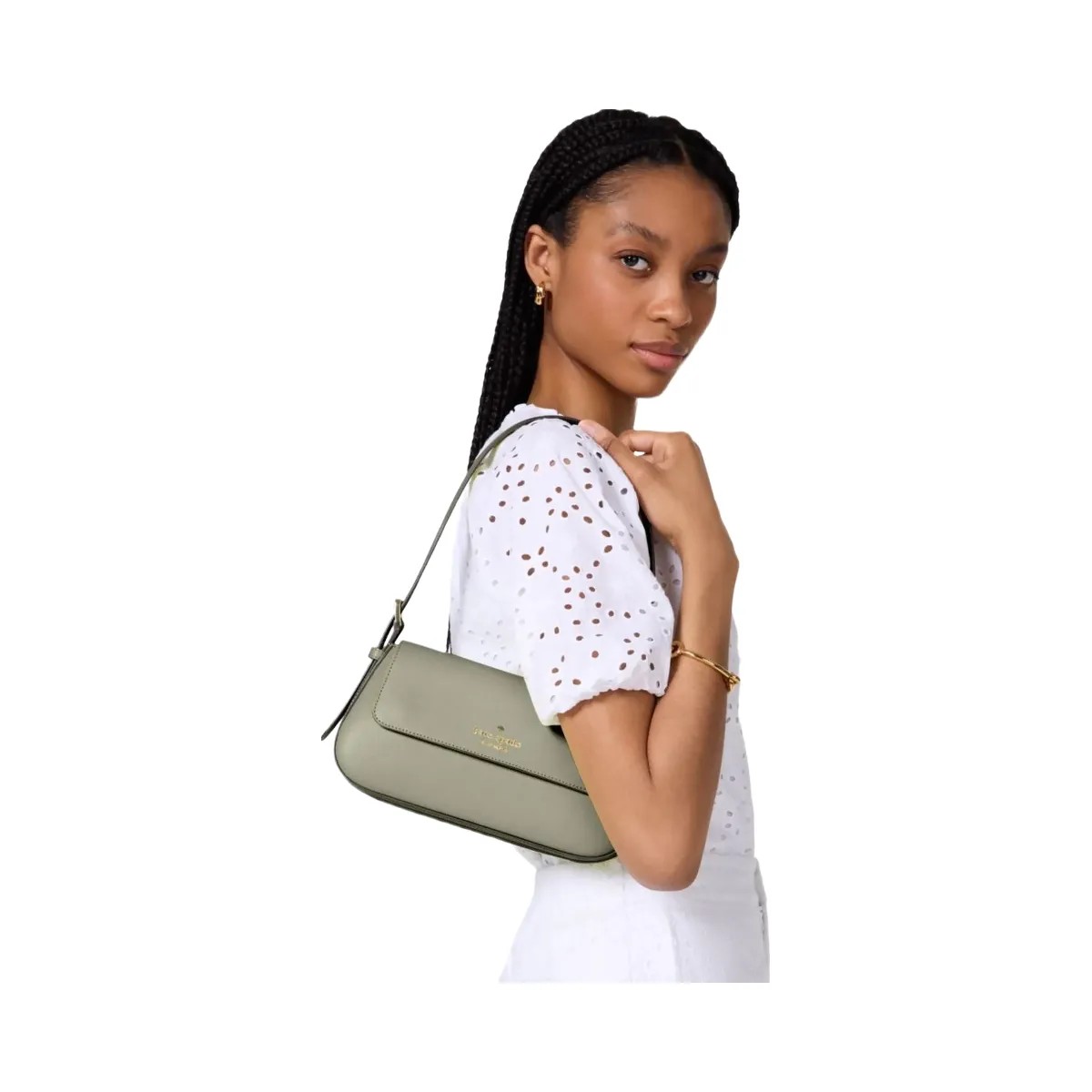 Kate Spade Madison Saffiano Leather Small Flap Shoulder Bag Dusky Pine - HypeFly India View 2