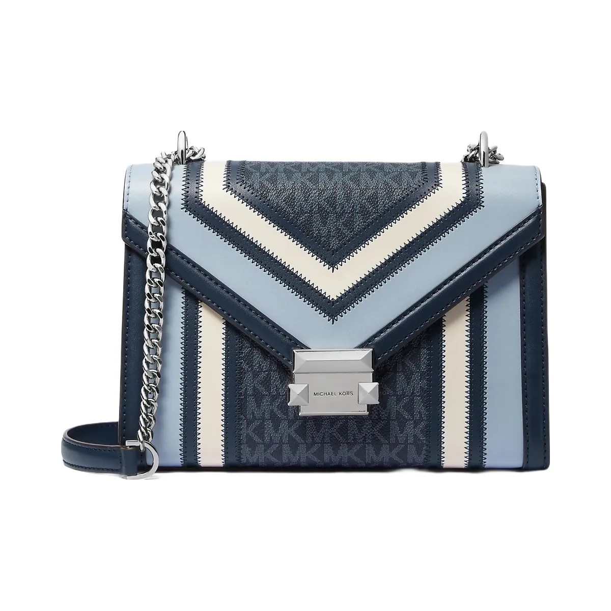 Michael Kors Whitney Medium Color-Block and Signature Logo Shoulder Bag Navy Multi - HypeFly India View 1