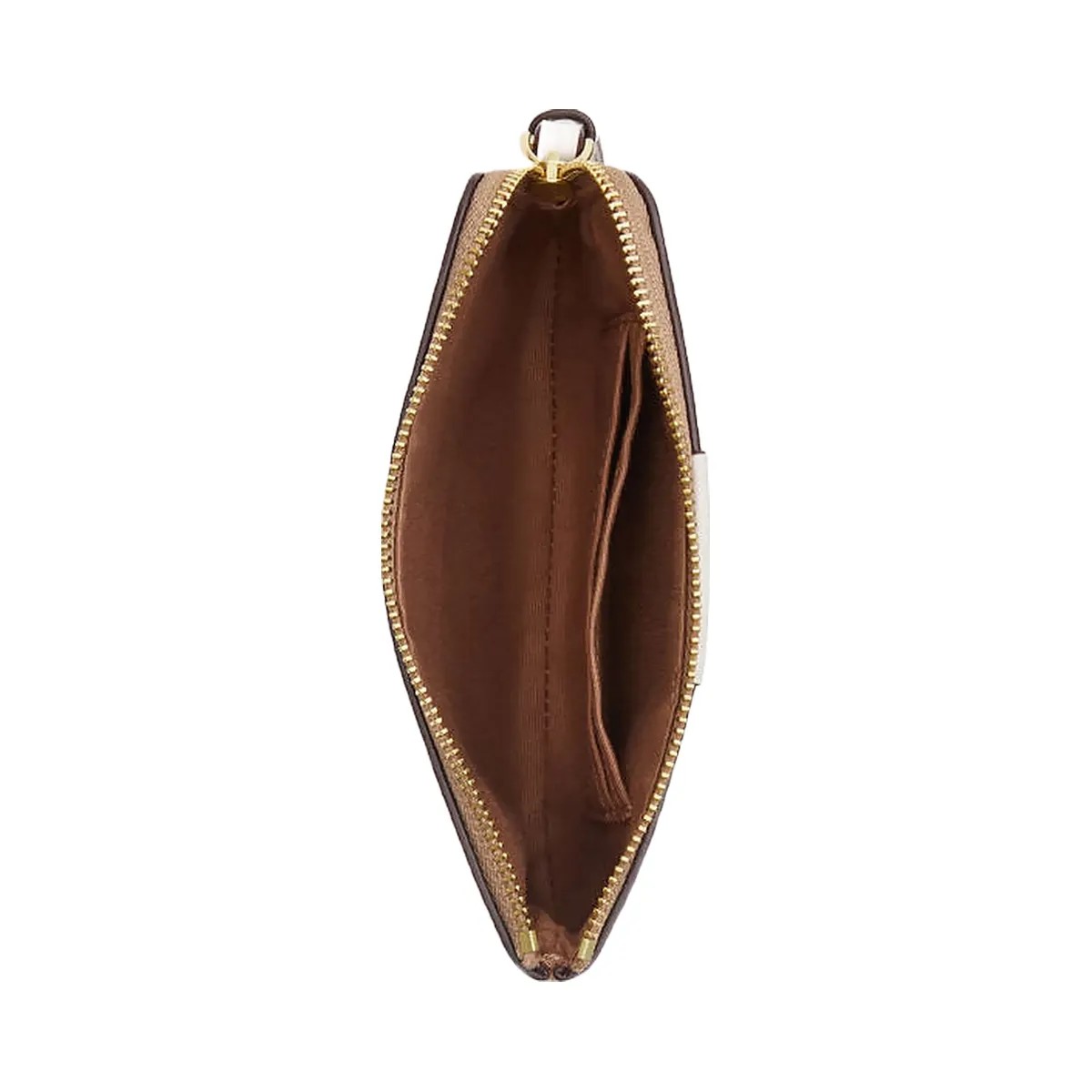 Coach Corner Zip Wristlet In Signature Canvas With Stripe Signature Canvas-Gold-Sand-Chalk - HypeFly India View 2
