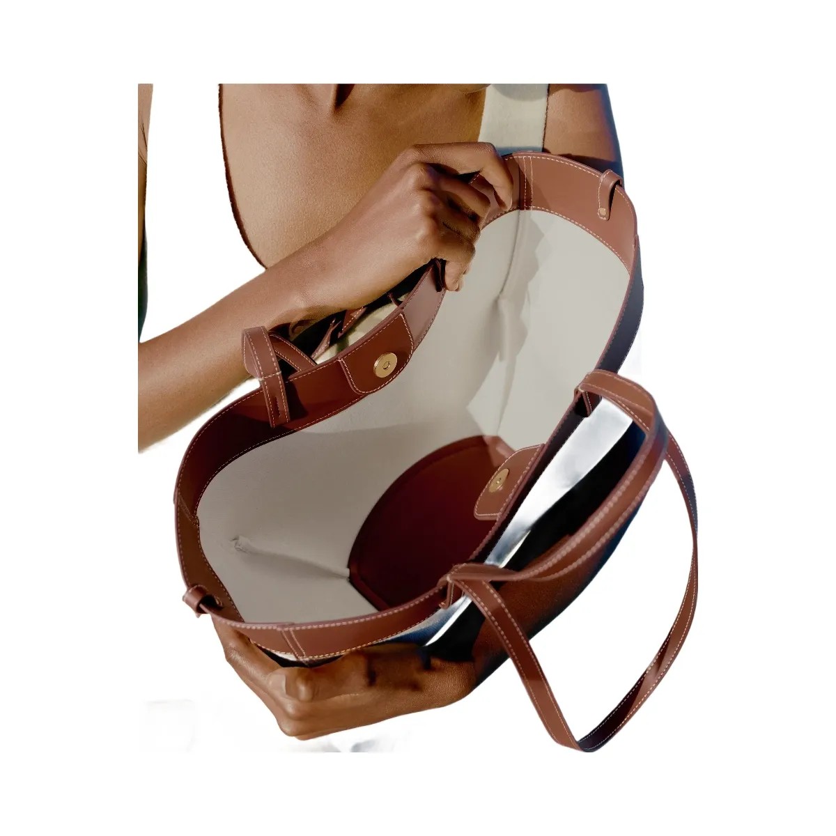 Polene Cyme Mini Cognac Canvas - HypeFly India View 3