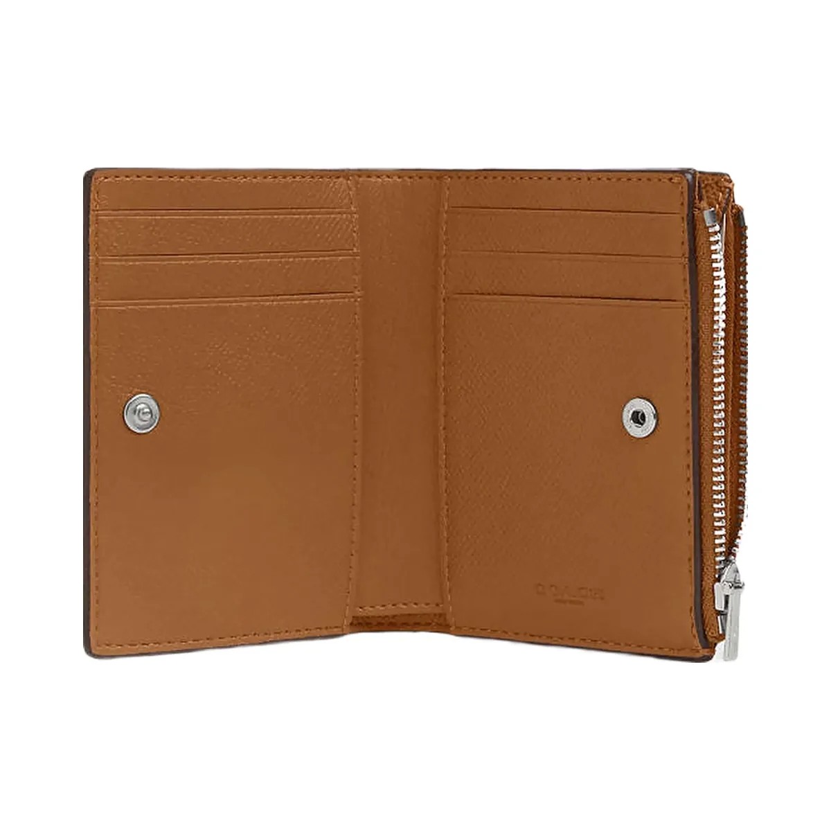 Coach Bifold Wallet Crossgrain Leather-Silver-Light Saddle - HypeFly India View 2