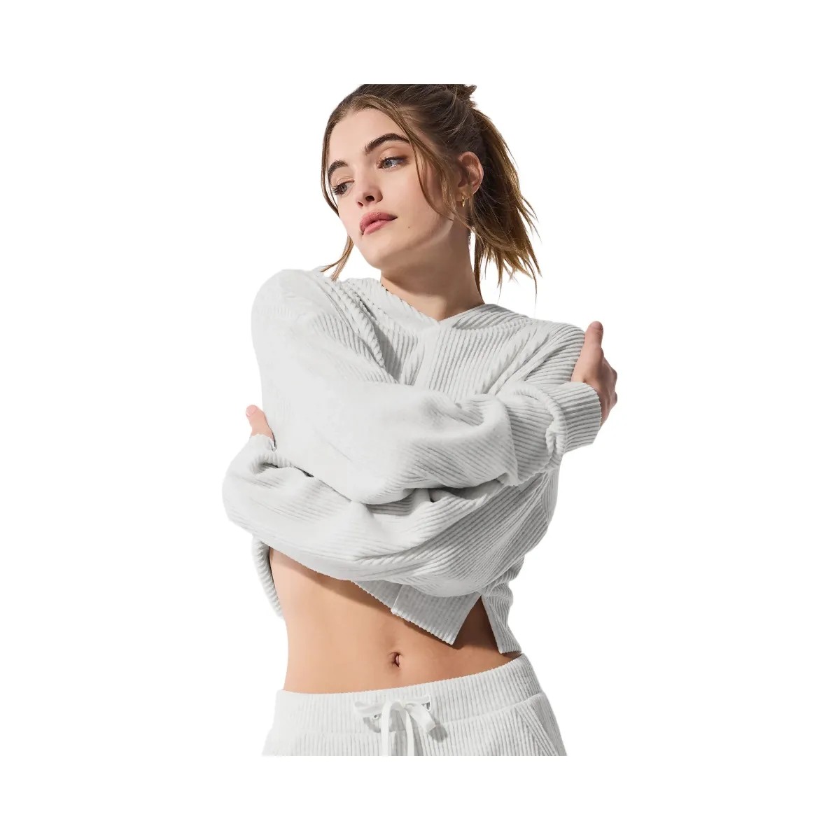 Alo Women's Muse Hoodie - White Heather - HypeFly India View 5