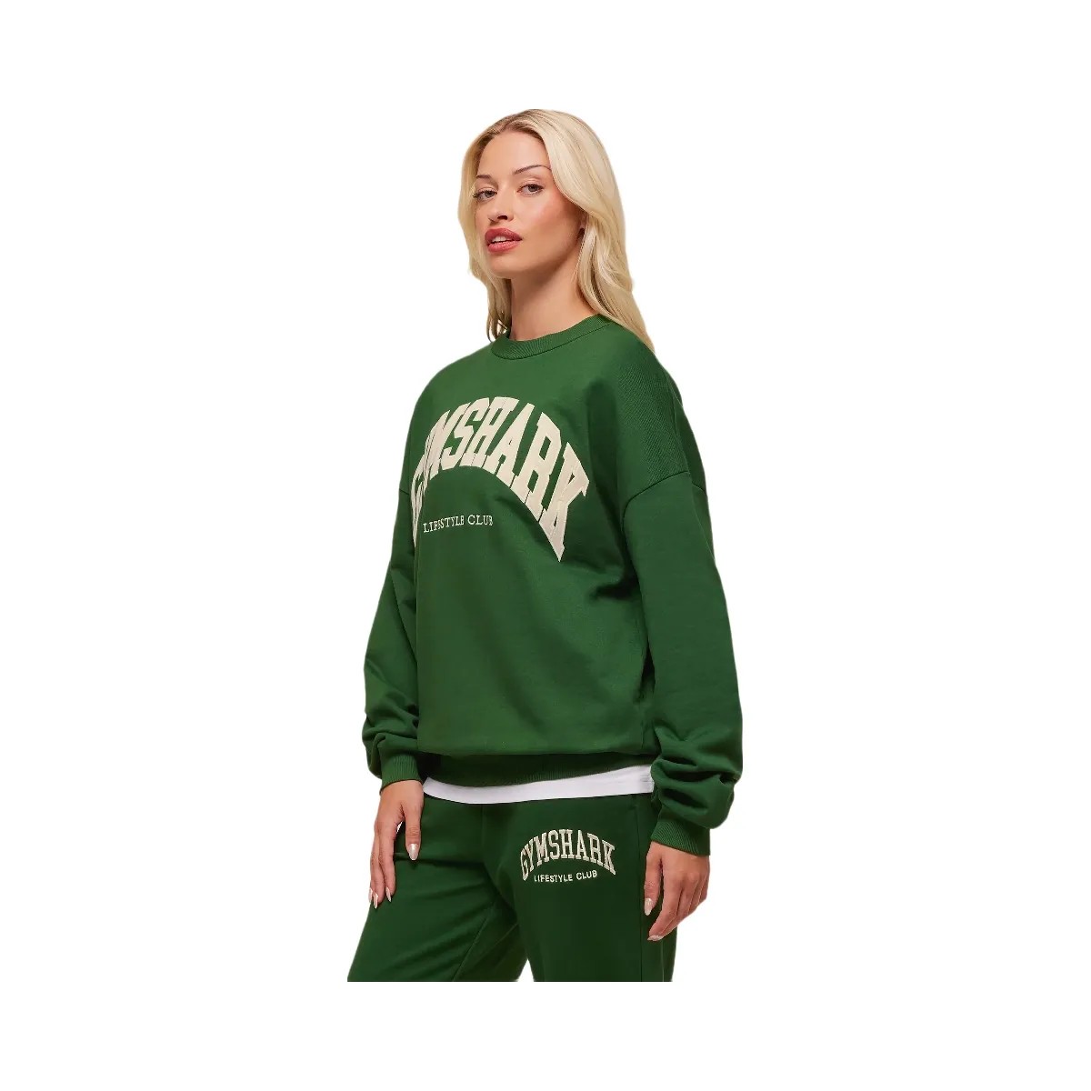 Gymshark Collegiate Graphic Crew Neck Pullover - Athletic Green - HypeFly India View 3