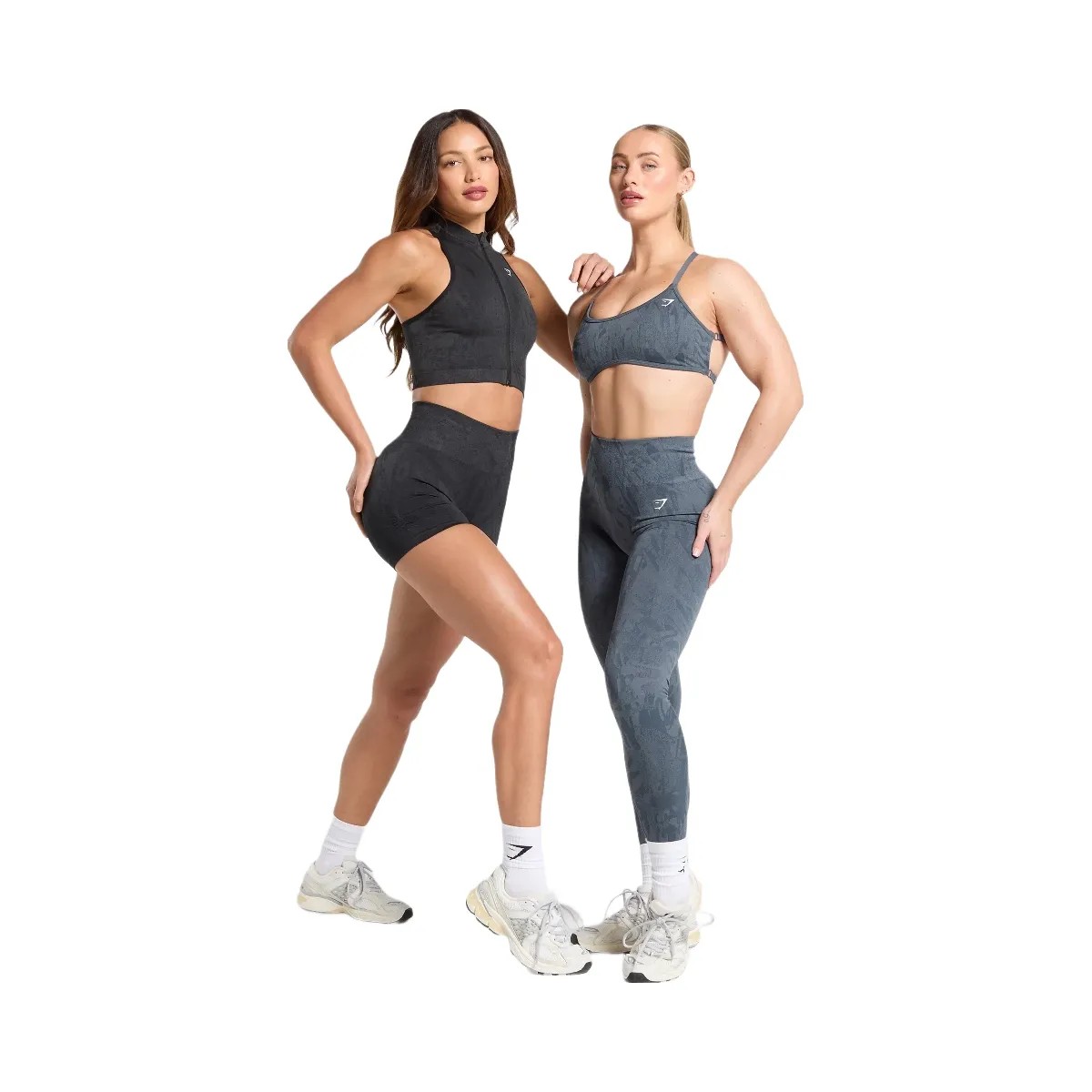 Gymshark Adapt Camo Seamless Zip Up Crop Top - Asphalt Grey/Black - HypeFly India View 5