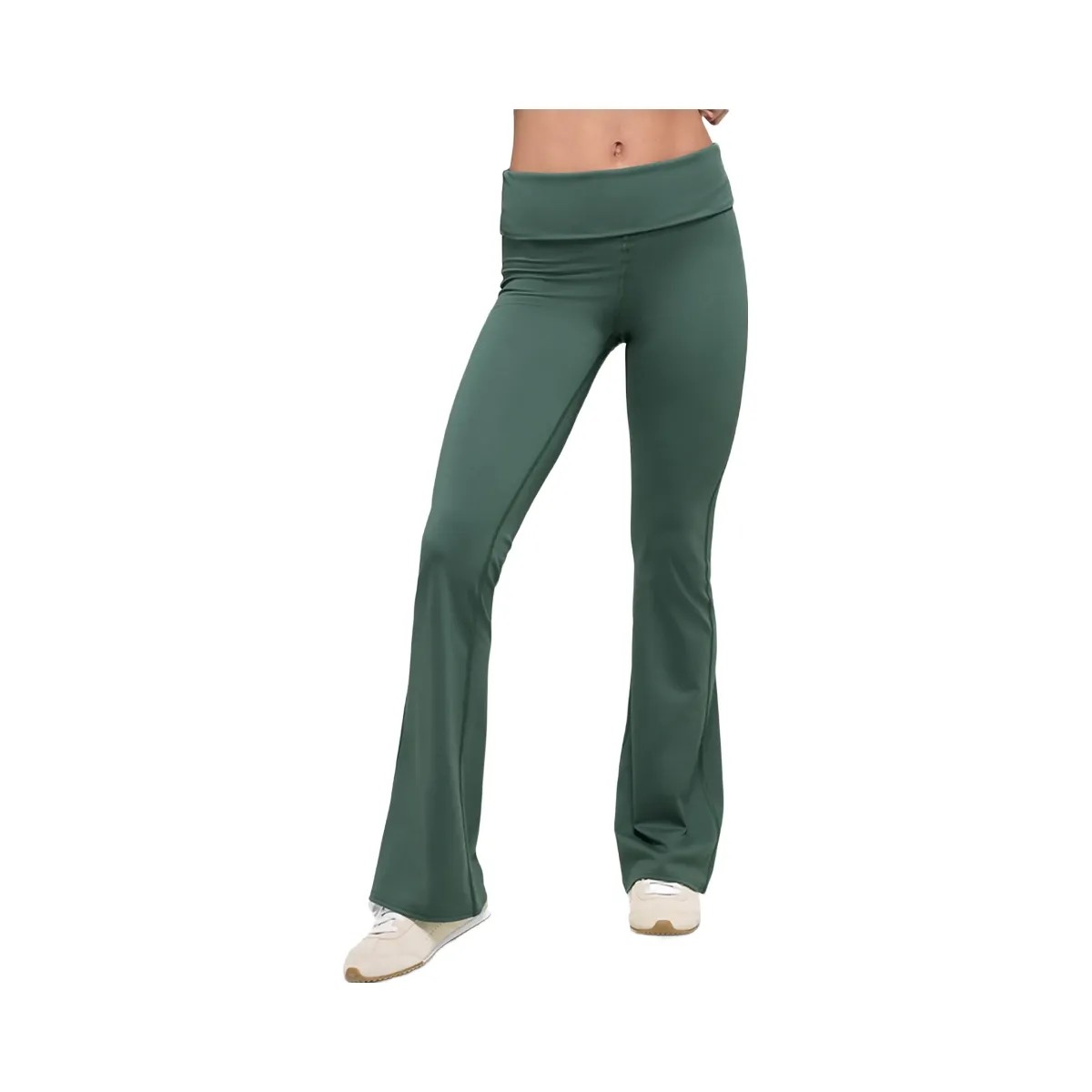 Alo Women's ALO Softsculpt 7/8 Foldover Flare Legging - Clover Green - HypeFly India View 1