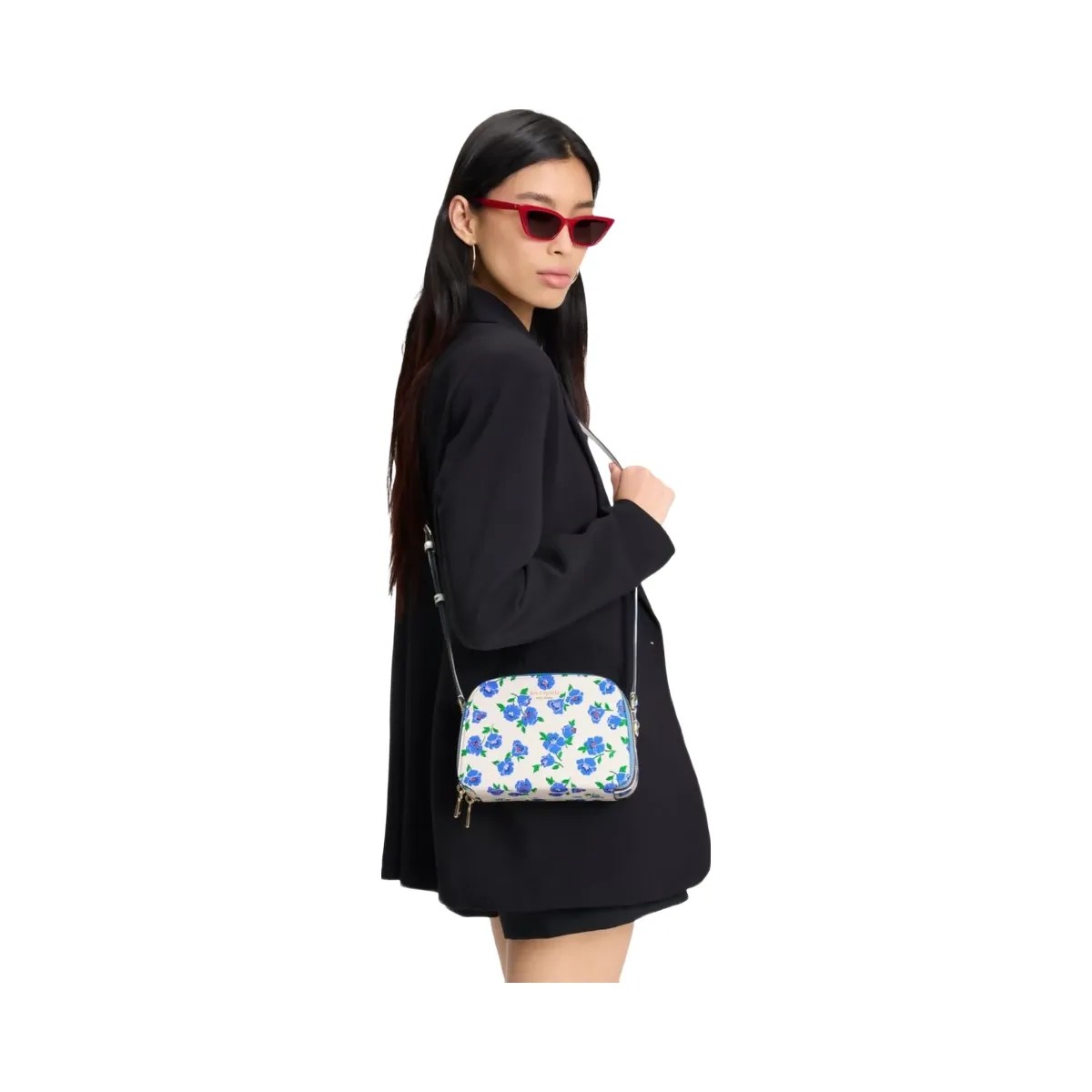 Kate Spade Devin Springtime Blooms Double Zip Dome Crossbody Cream Multi - HypeFly India View 2