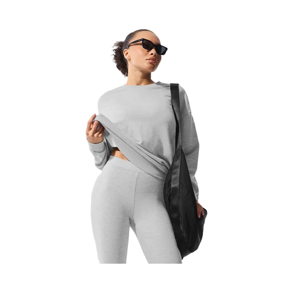 Alo Women's Chill Crew Neck Pullover - Athletic Heather Grey - HypeFly India View 5