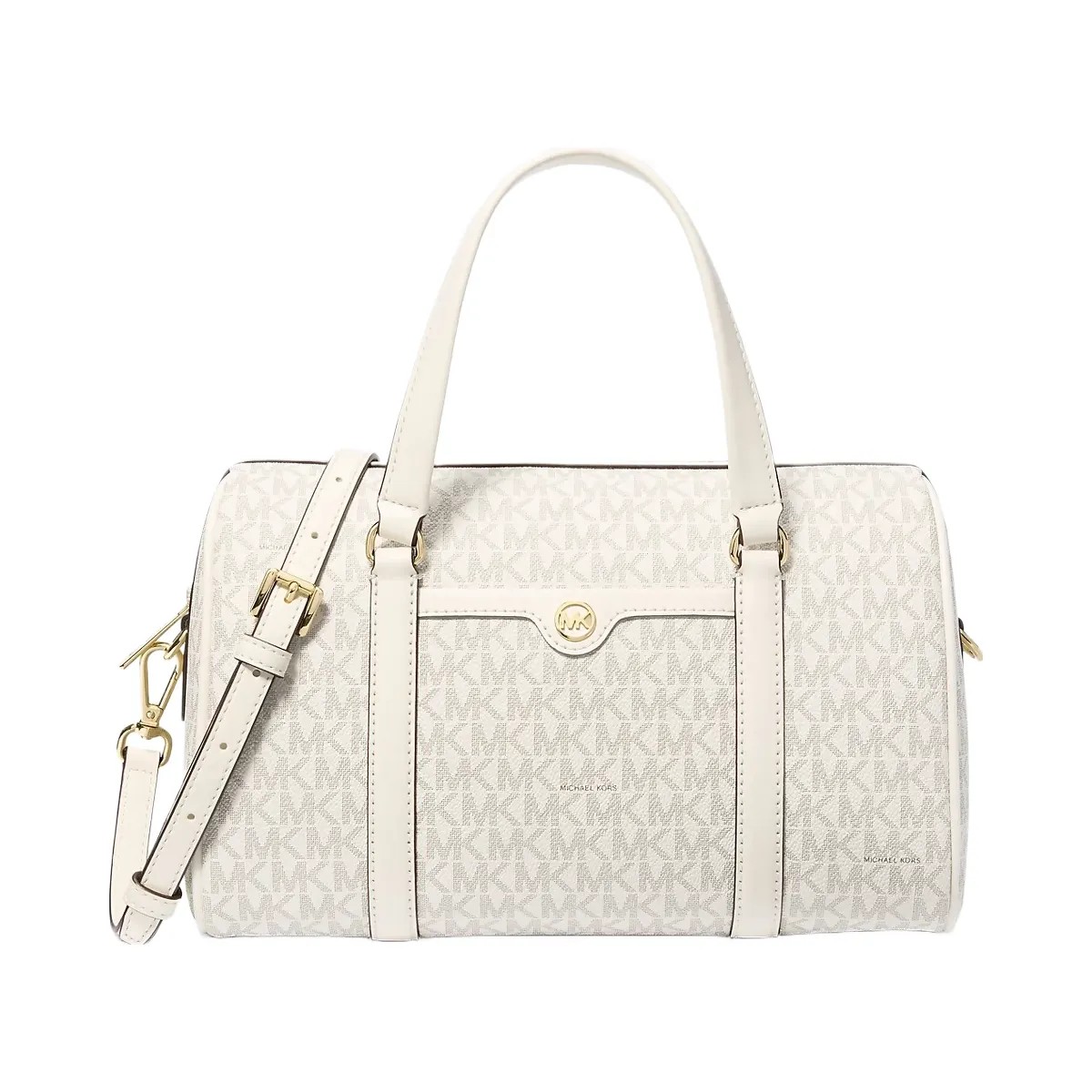 Michael Kors Jet Set Travel Medium Signature Logo Duffel Crossbody Bag Lt Crm Multi - HypeFly India View 1